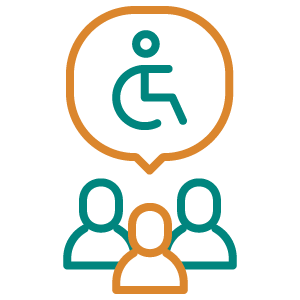 quote from peer supporters icon - The chance to train at the PHAB Camp and know how to support people with disabilities and be in their shoes