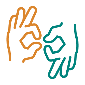 quote from staff icon- We can learn simple sign language and listen to the stories from the deaf - icon